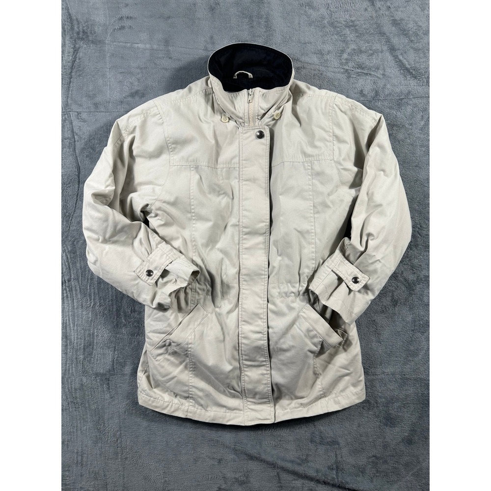 London Fog Womens XS Beige Utility Jacket Full Zip Drawstring Waist Coat